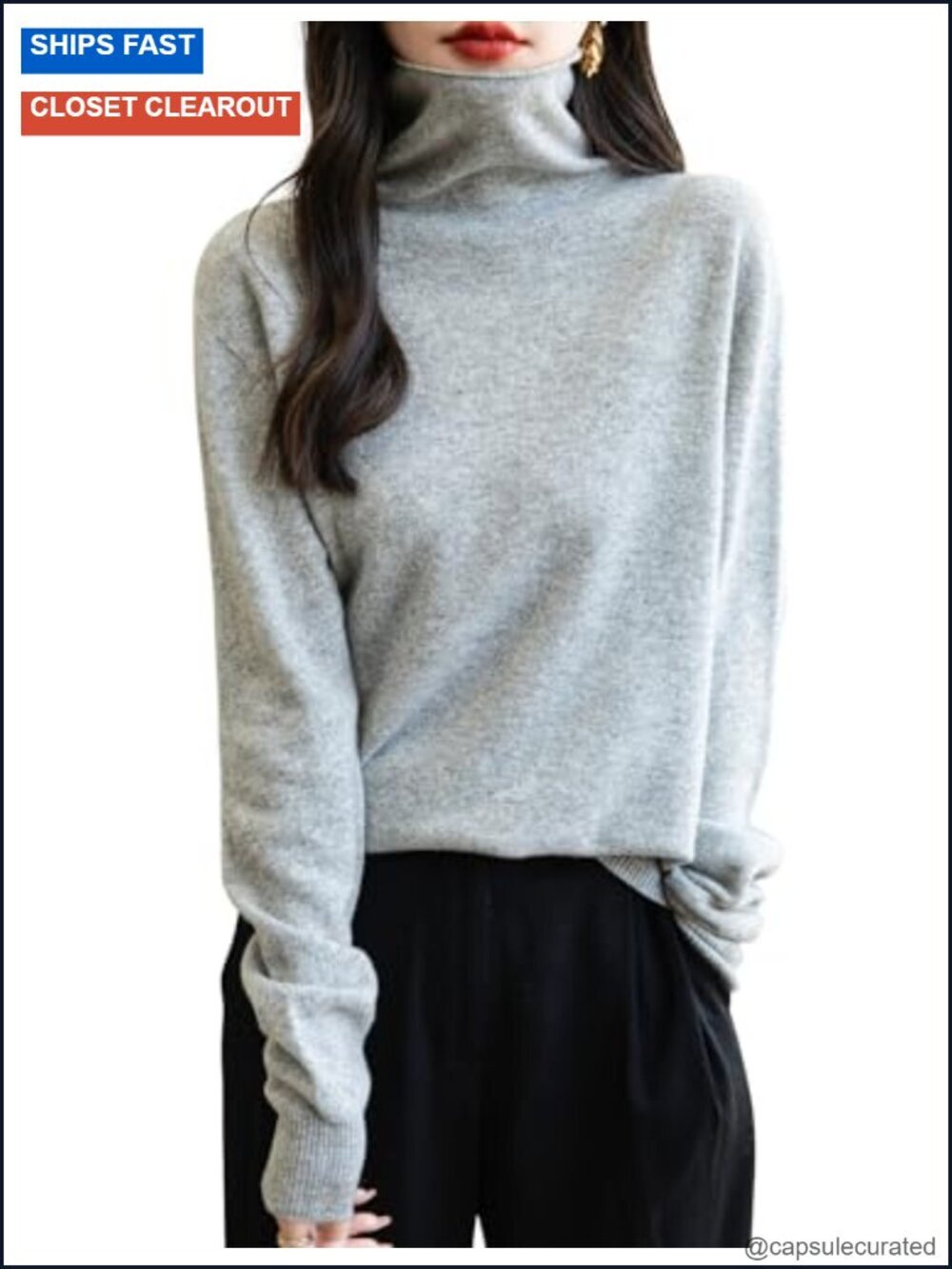 100% Merino Wool Seamless Sweater Turtleneck Pullover Long Sleeve